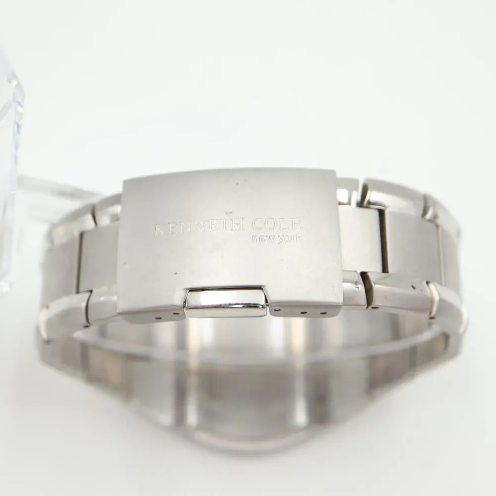 Kenneth Cole Mens Silver Tone Watch 42mm Black Date Dial Stainless Steel KC3393